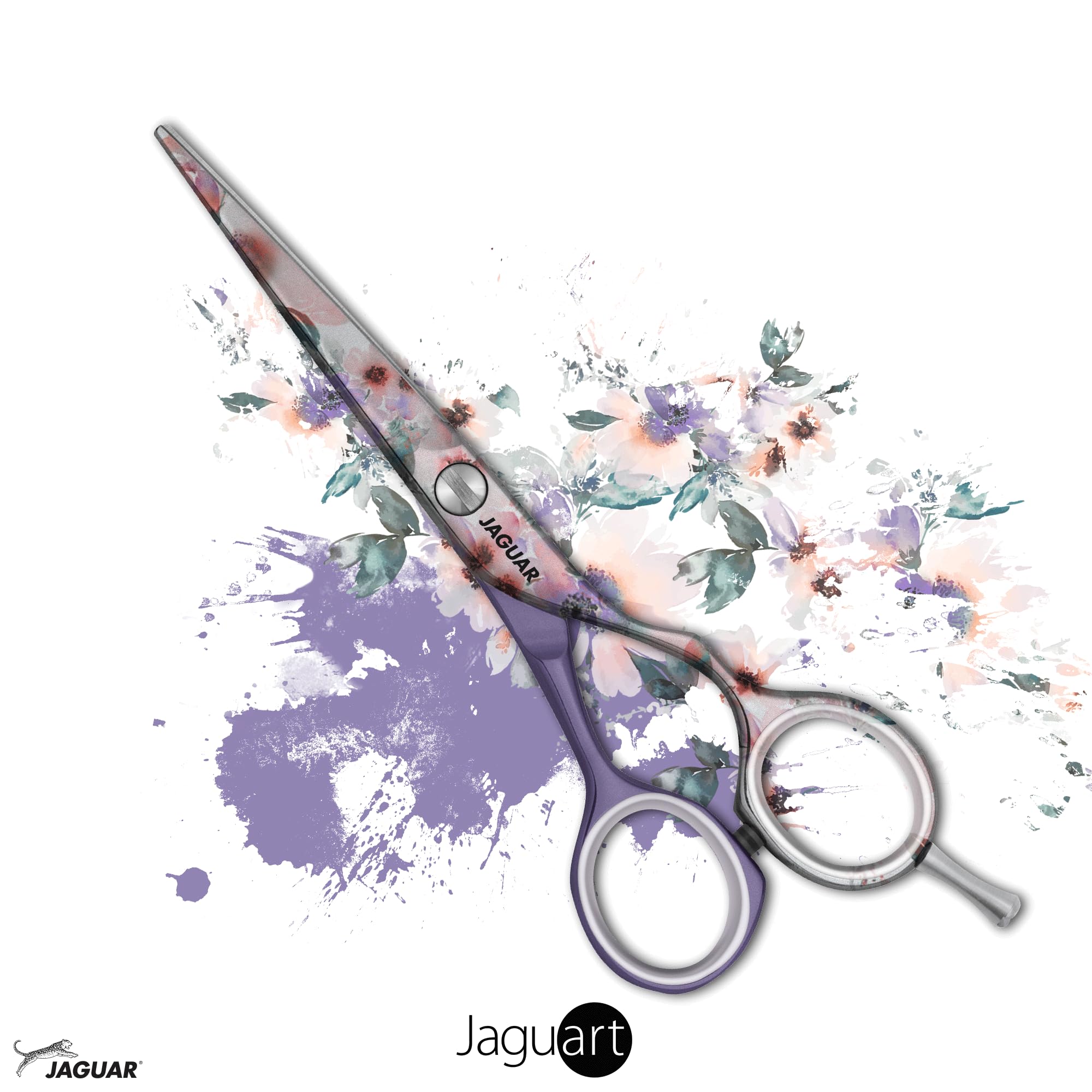 JAGUAR Ciseaux à cheveux JaguART MAGIC GARDEN 5.5" | Ciseaux de coiffeur en design offset | Revêtement high-tech anti-allergénique et résistant en qualité photo | Fabriqués en Allemagne
