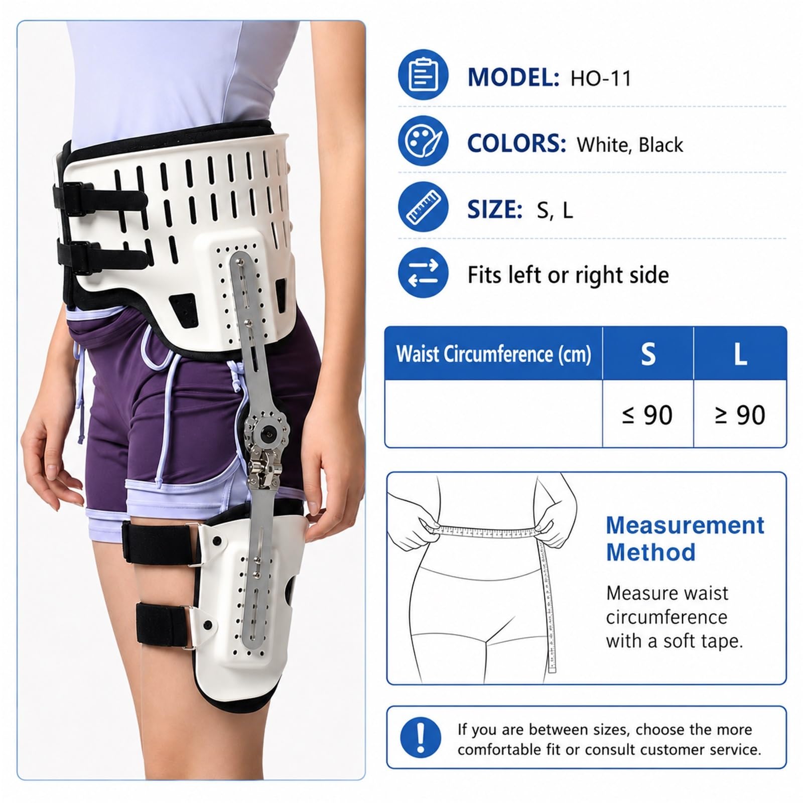 Tutore per Abduzione Anca ROM Incernierato Regolabile per Sollievo Sciatica e Recupero Post Operatorio Supporto Stabilizzatore per Protezione Articolare Universale(S)