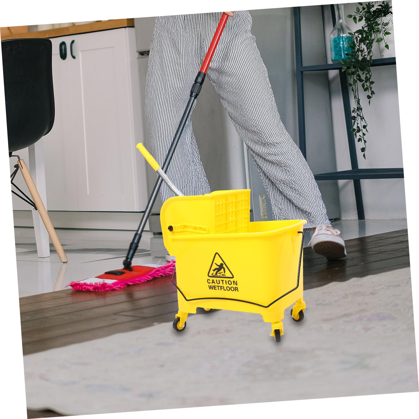 Fregona de Escurridor Cubo de Ruedas 20l Comercial y Plásticas Aleatorio Lateral Limpieza Fácil y Segura Color en Uso Industrial