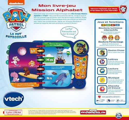 VTech Pat' Patrouille Mon Livre Jeu Mission Alphabet Jeux Éducatifs Livre Sonore et Musical Jouet Paw Patrol Cadeau Enfant de à Contenu en Français - vue 6