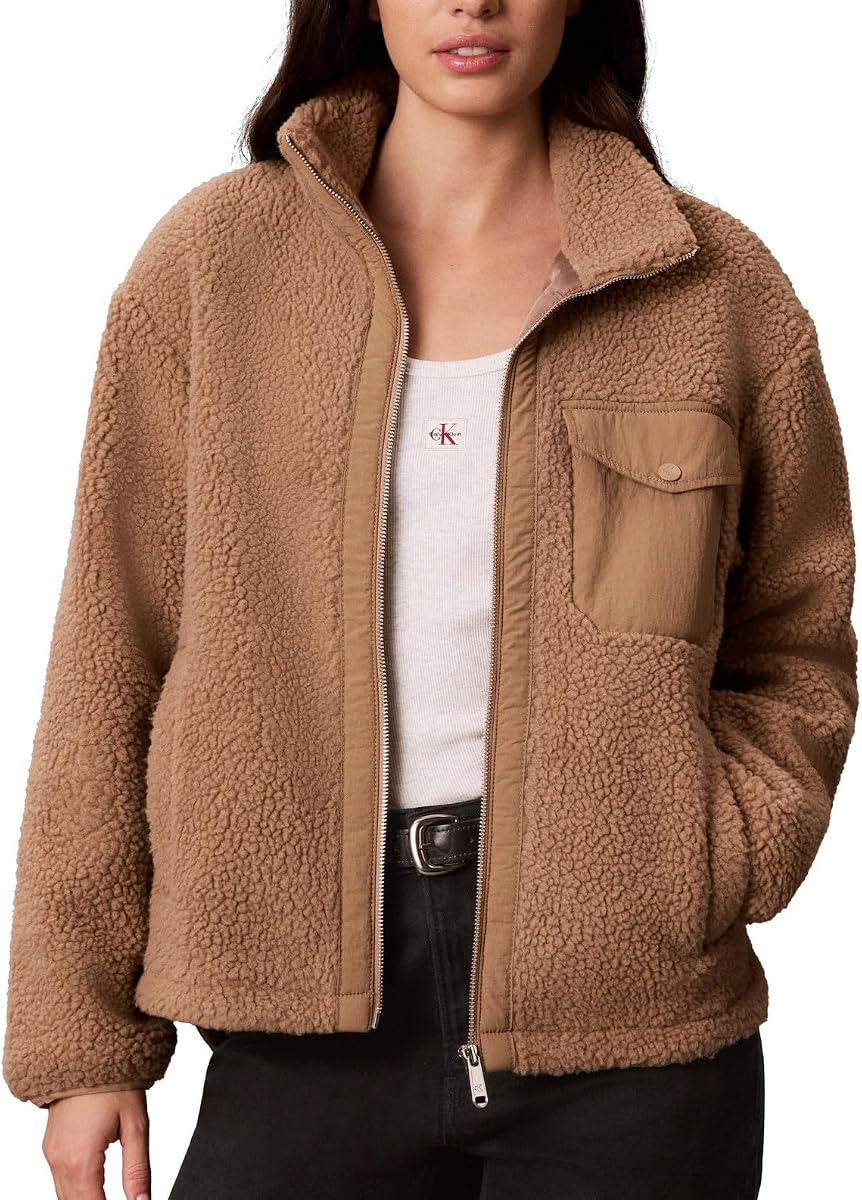 Calvin Klein Chaqueta Sherpa con cremallera para mujer