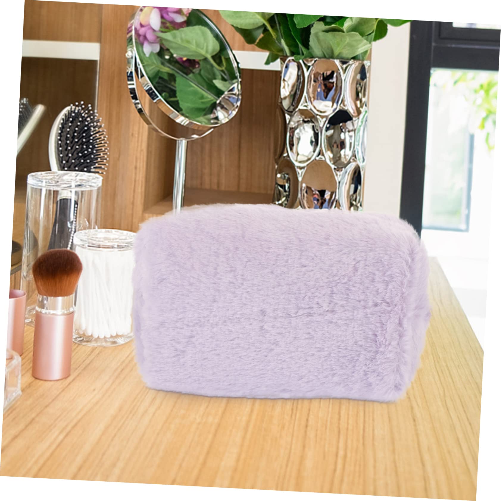 Mikinona Plush Toiletry Bag Multifunctional Travel Cosmetic Pouch for Women Wash Bag with Zipper Design for Travel Accessories Personal Items - Image 4