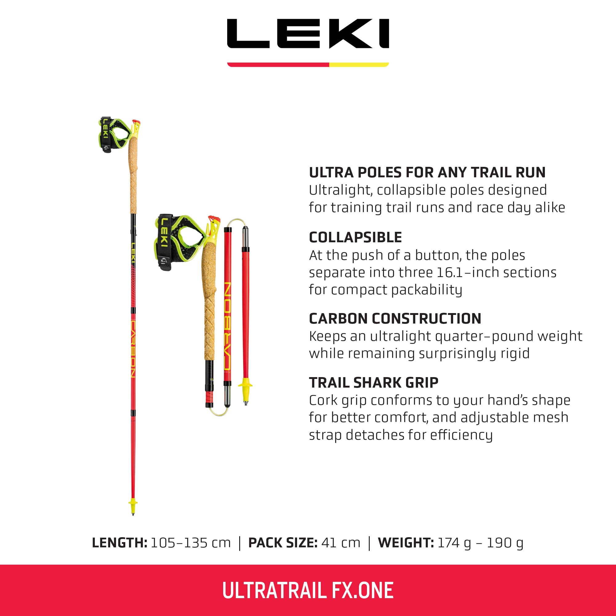 LEKI - レキ LEKI ウルトラトレイル FX.ONE  レッド 110cm ウルトラトレイル FX.ONE – 登山靴/トレッキングシューズ/登山