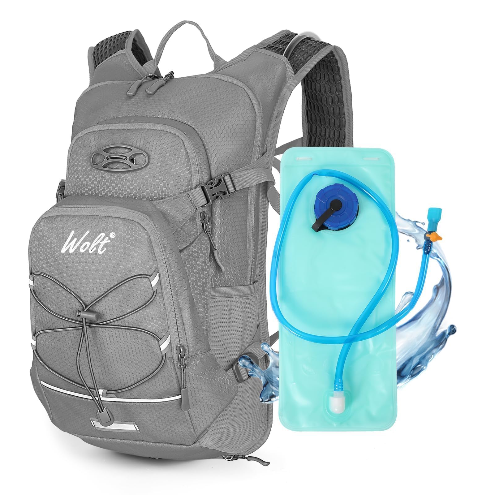 Hydration Backpack 18L Hiking Water Backpack with 2L Water Bladder for Men Women, Hydration Pack for Cycling Running Biking, Light Gray