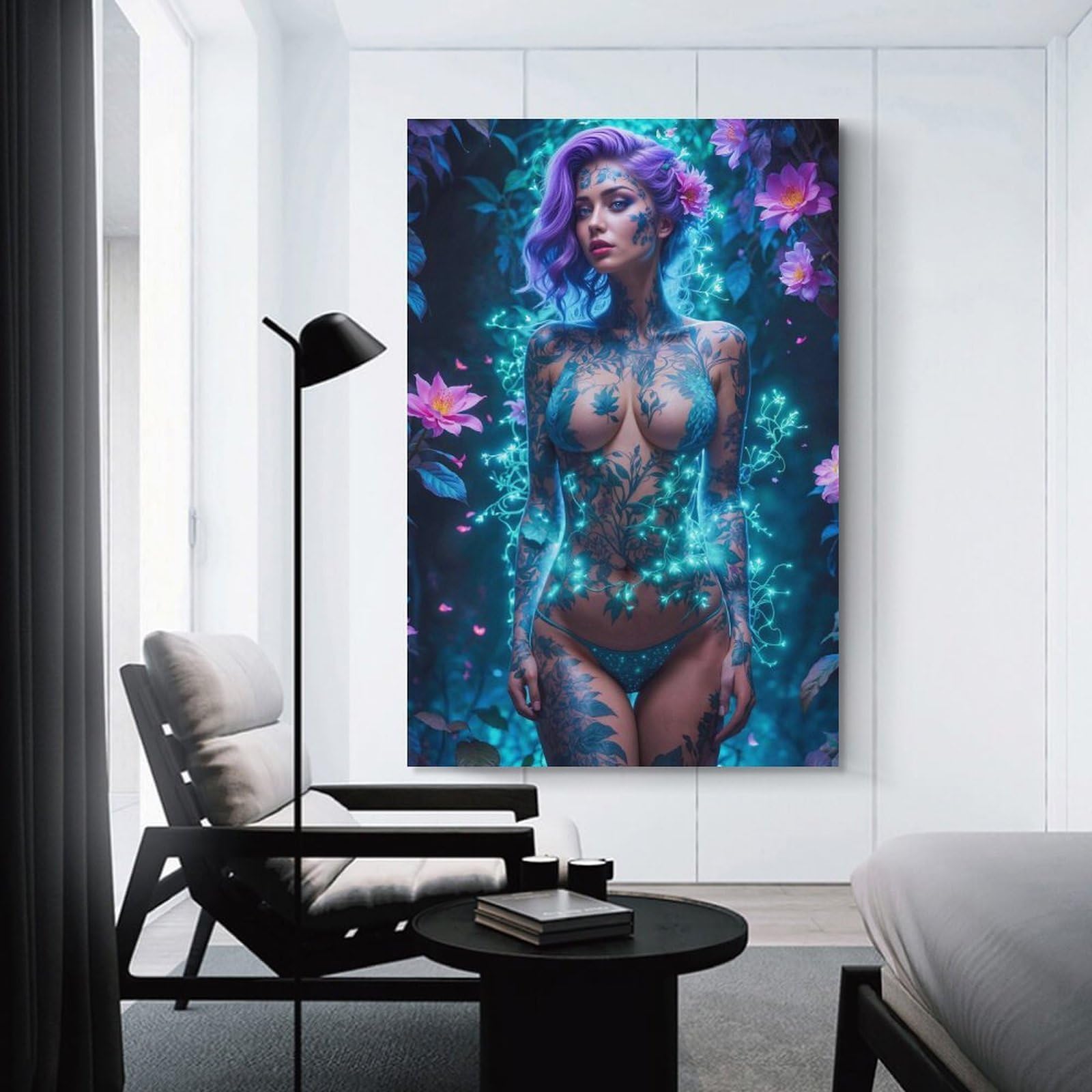 Junmoney Sexy Flower Girl Wall Art Print 24x36inch(60x90cm), for Corridors, Hallways Or Apartment Entries, Wall Decor to Refresh Empty Corners
