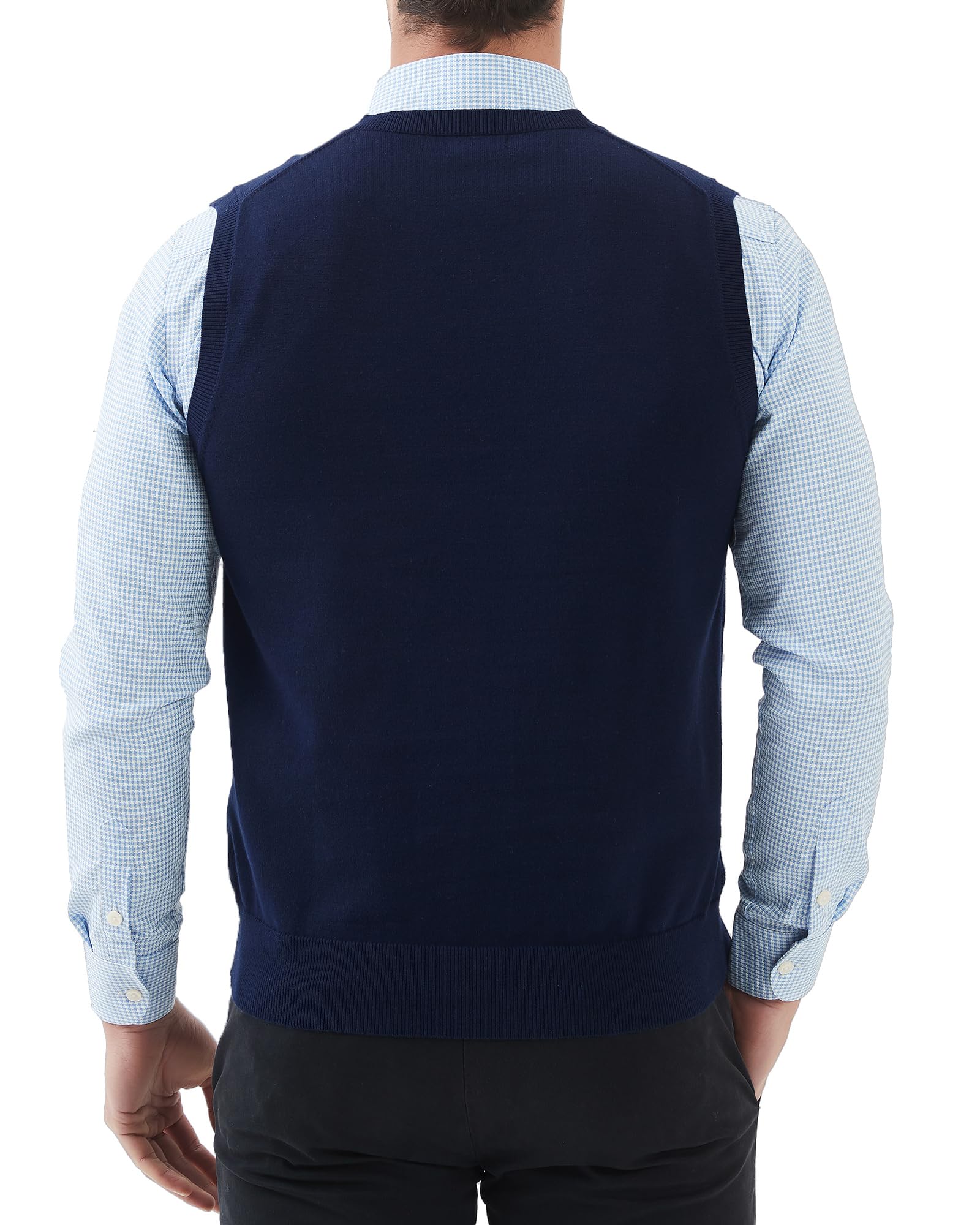 Kallspin Hombres de Algodón sin Mangas Jerseys Cuello en V de Punto Chalecos Suéter Chaleco Corte Relajado Pullover