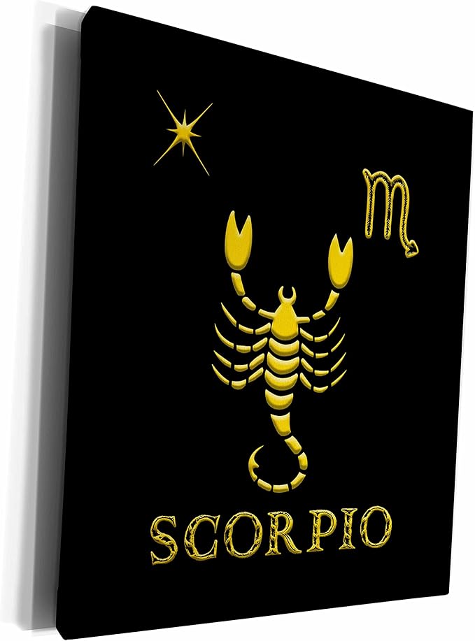 3dRose Museum Grade Canvas Wrap - Scorpio Zodiac symbol. Image of a scorpion, a star and a sign Alexis Design - Zodiac