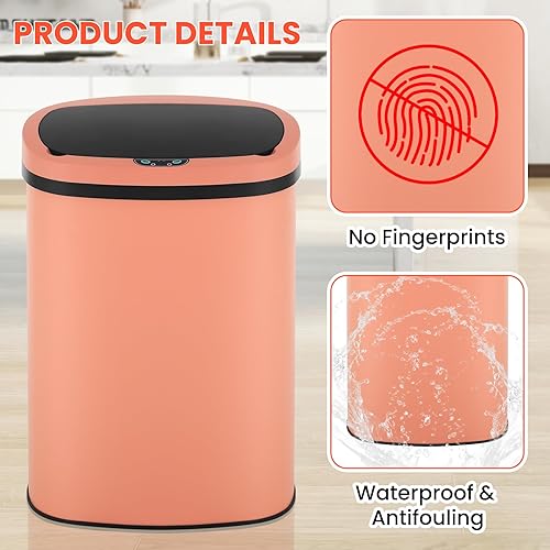 Miniatura 84 de BLKMTY Basurero de cocina de 13 galones de acero inoxidable de 50 litros, cubo de basura automático sin tacto, con sensor de movimiento, con tapa