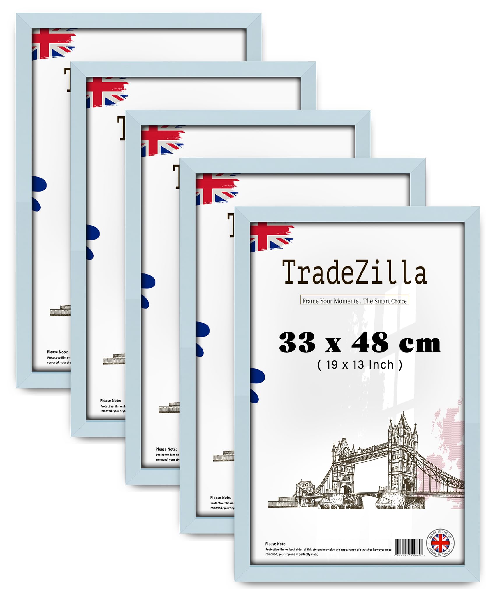 TradeZilla ® pack of 5 Large Light Grey Picture Frame (33 x 48 CM) Photo Frame 19 x 13 for Wall Poster from The Range 330 x 480 mm [ Light Grey ]