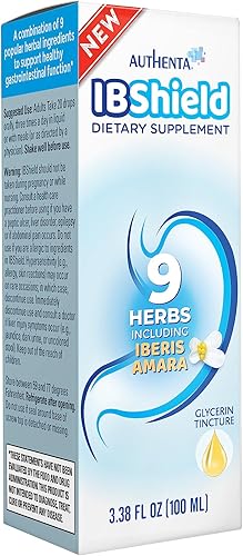 IBShield - Tintura de glicerina de 3.4 fl oz Apoya la función gastrointestinal saludable Mezcla de 9 hierbas Manzanilla, Iberis Amara, Angélica,