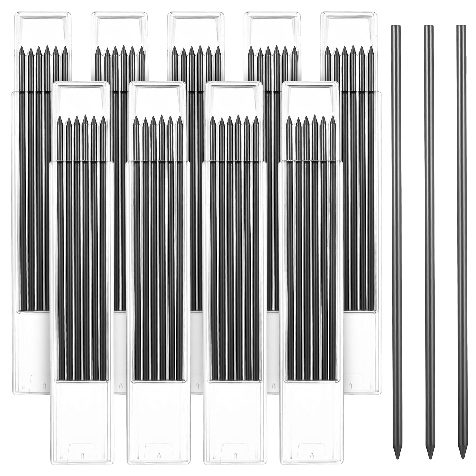 Mine per Matite Meccaniche 2,8 mm Ricariche per Matita Carpentiere 54 Pz (nero)
