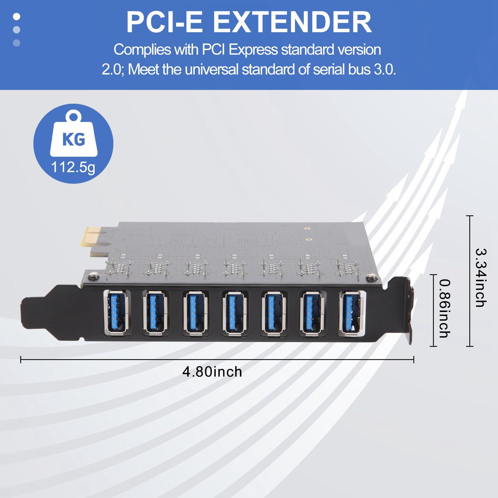 Adaptador de Tarjeta de Expansión USB 3.0 PCI-E Con 7 Puertos - Controlador Externo Extensor Para Escritorio