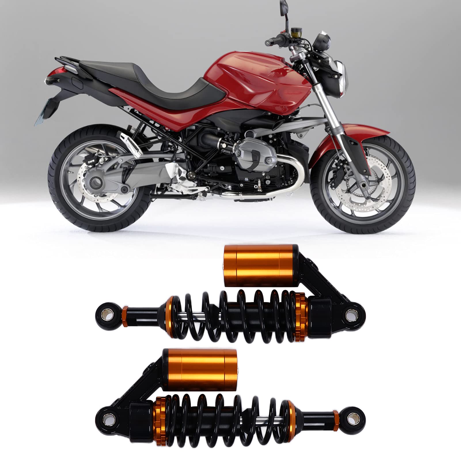Akozon Motocyklowy Amortyzator, Para 280mm Motocyklowy Amortyzator Pneumatyczny Bezpieczny Sprężynowy Projekt Uniwersalny do Skutera ATV Go Kart Quad Dirt Sport Bikes