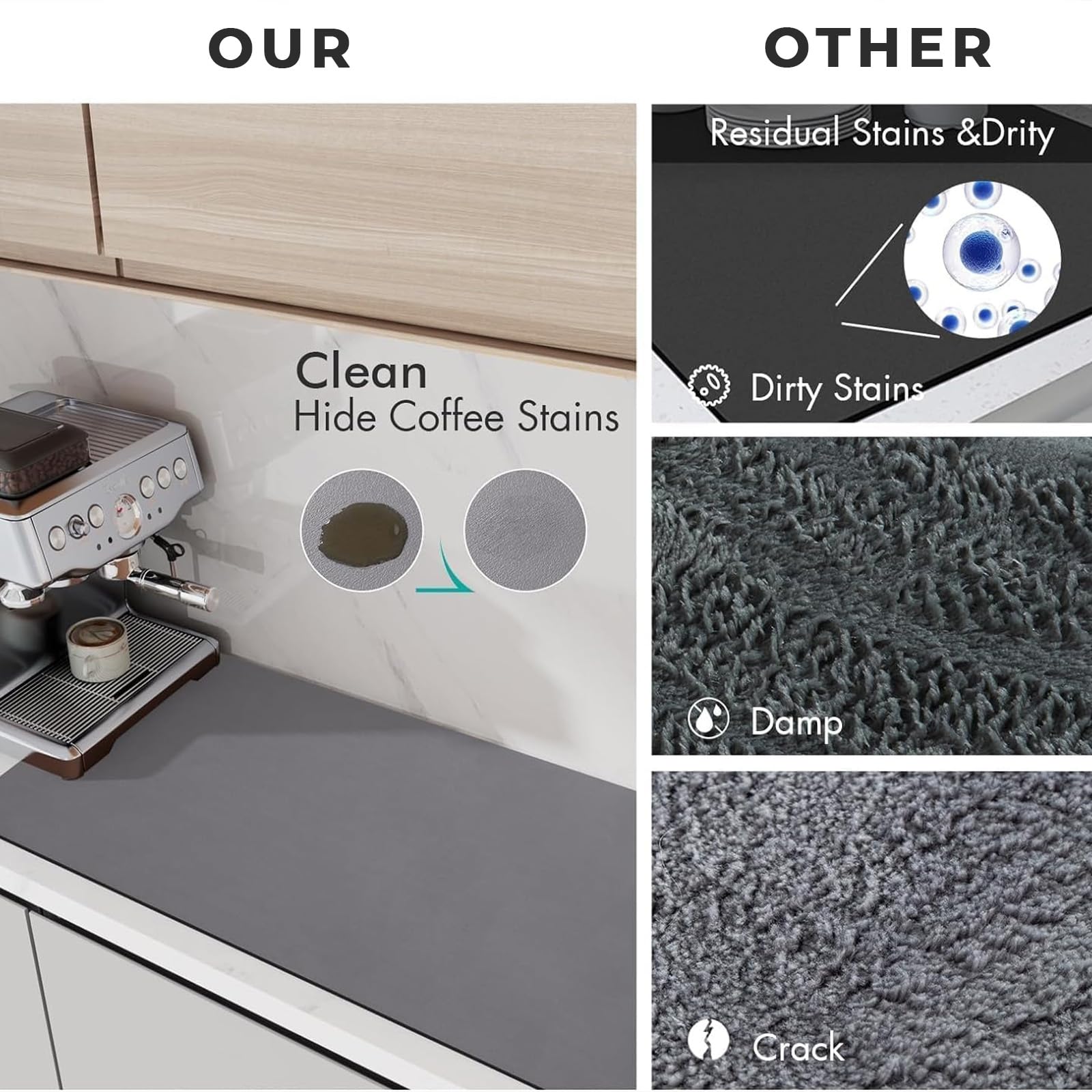 PANCA Dish Drying Kitchen Mat | Large Water Absorbent Utensil Drying Rack Mat | Anti-Slip Kitchen Accessories for Home | Organiser Mat for Sink, Dining Table & Vessel Draining (40x 60 cm) 4