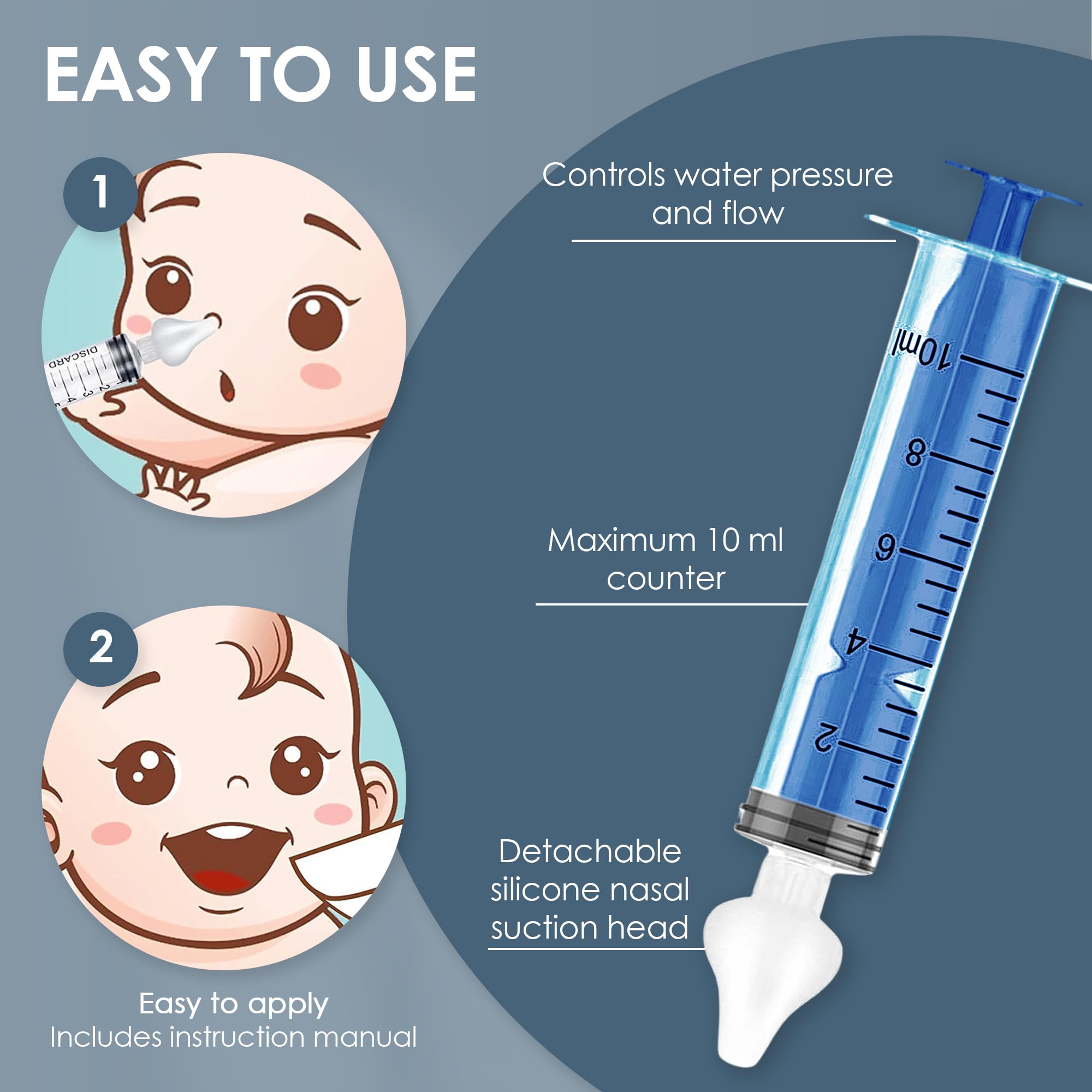 Bluet B Baby, 2pcs Silicone Nasal Wash Syringe, Nasal Aspirator Snot for Babies, Baby Nasal Cleaner - Image 4