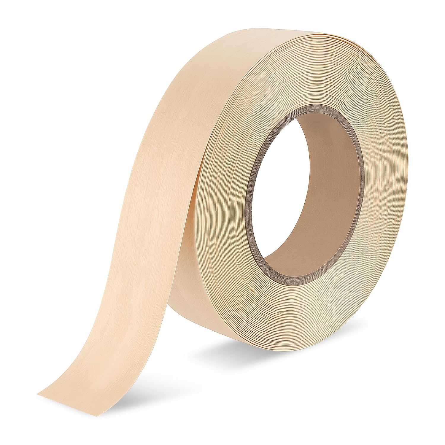 BEVTEE Wood Edge Banding 1.5 in × 50 ft, Iron on Birch Plywood Veneer Roll | Paintable, Heat Melt Adhesive Pre-Glued, Real Wood Tape Strip, Smooth Surface, Repair Furniture, Peel and Stick, Bendable
