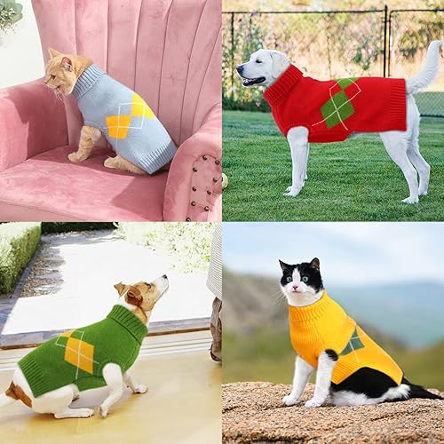Miniatura 6 de ALAGIRLS Suéter de invierno cálido y transpirable para perro, suéter de punto de cuello alto para gato, talla grande, suéter de Navidad para