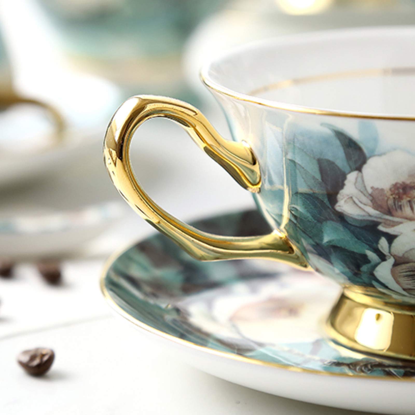 Zestaw do herbaty z czajniczkiem dla dorosłych filiżanek kawy Porcelanowe zestawy na podwieczorek Niebieskie kwiaty Cukiernica Dzbanek mleko Łyżki