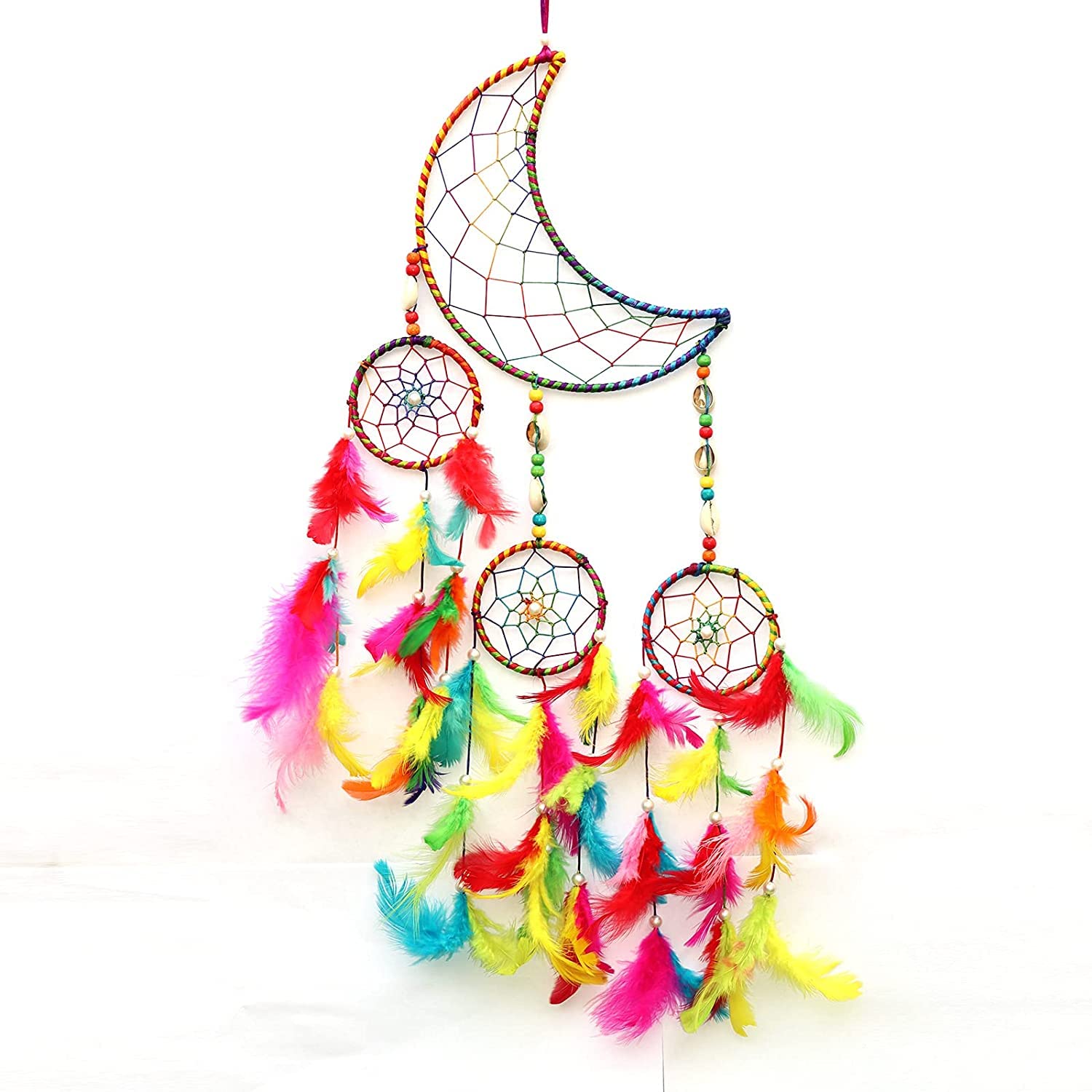 RPH Handicrafts Half Moon Dream Catcher for Bedroom | Dream ketcher Wall Hanging Home Decor RPH2022_C