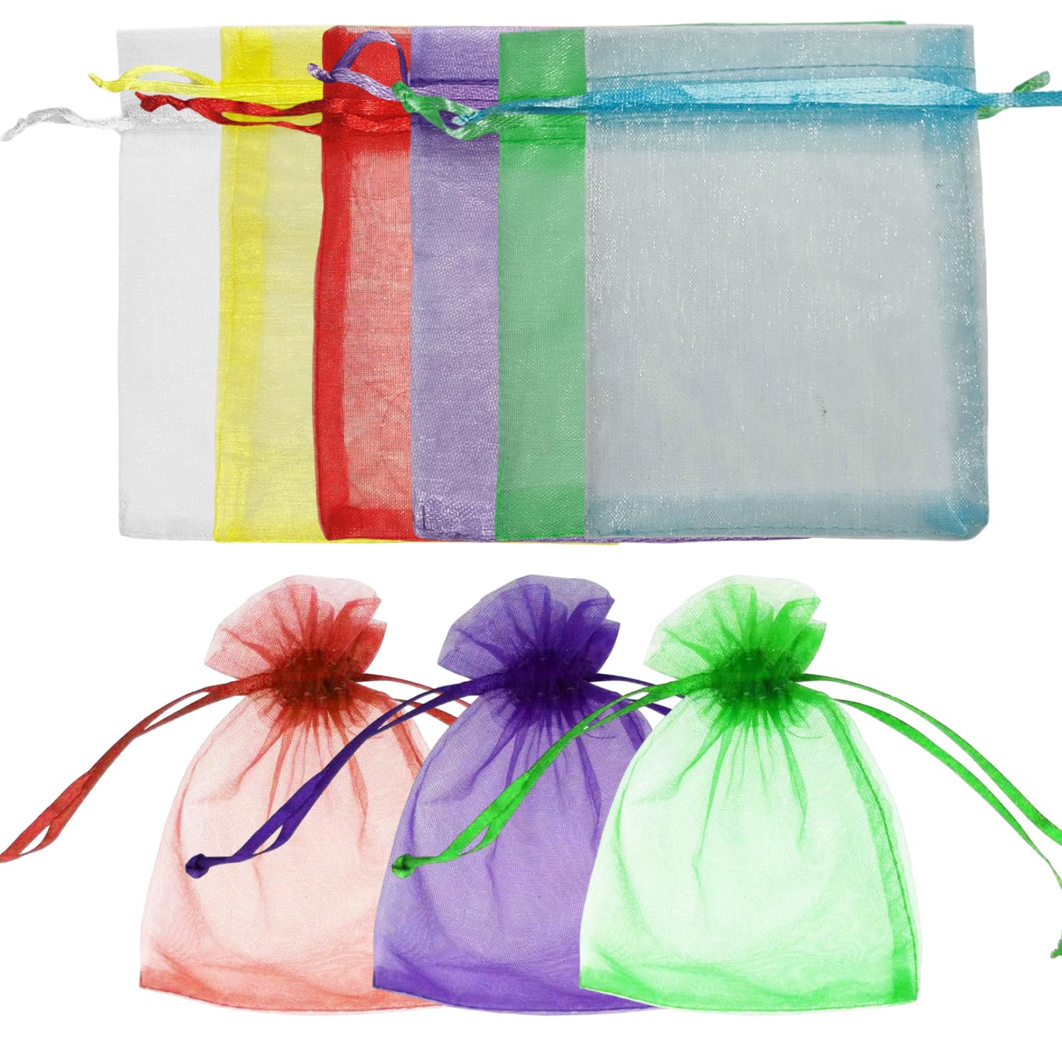 SEUNMUK Confezione da 32 sacchetti regalo con coulisse, 4 dimensioni assortite, sacchetti regalo in lamina luccicante, 4 colori grandi, per Natale, matrimoni, feste, compleanni