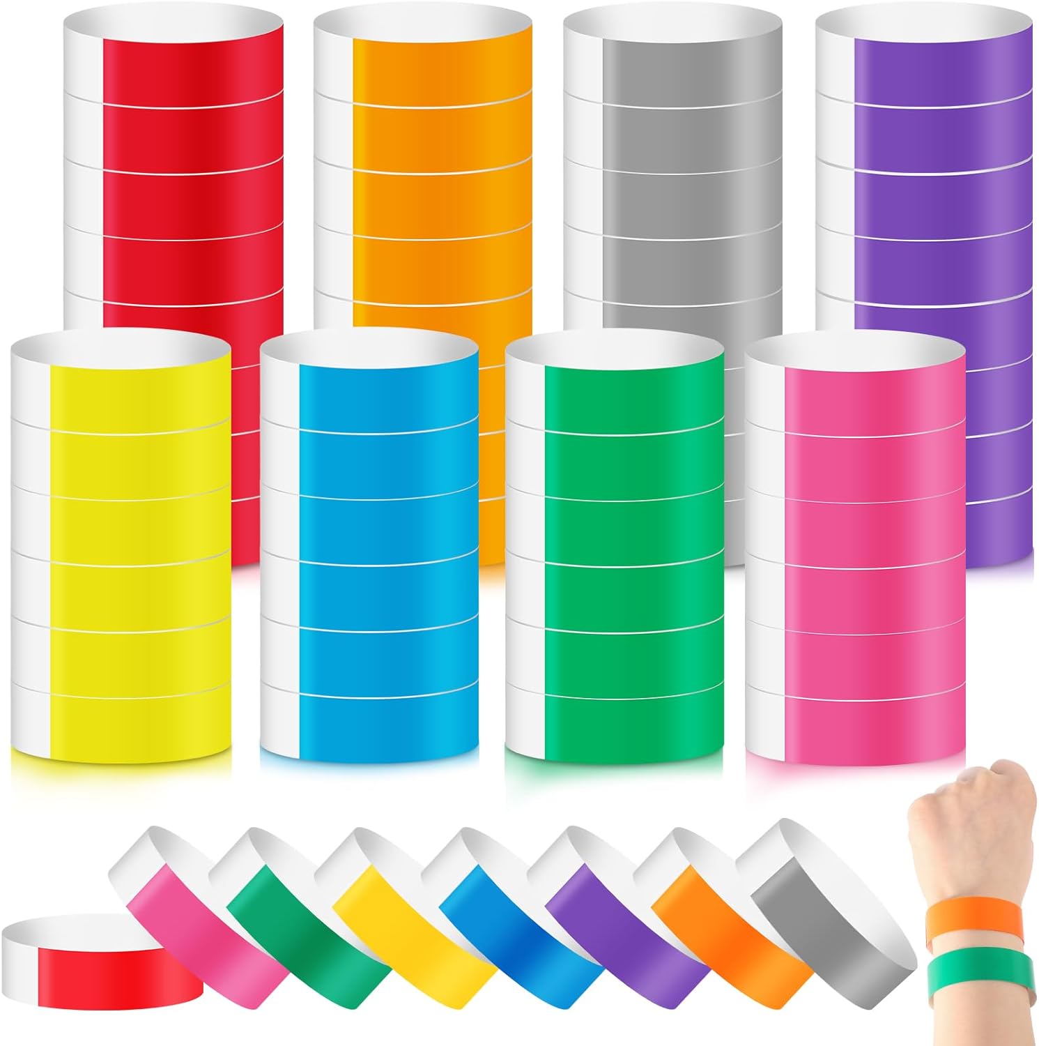 800 Pieces Colored Wristbands for Events Wrist Bands Paper