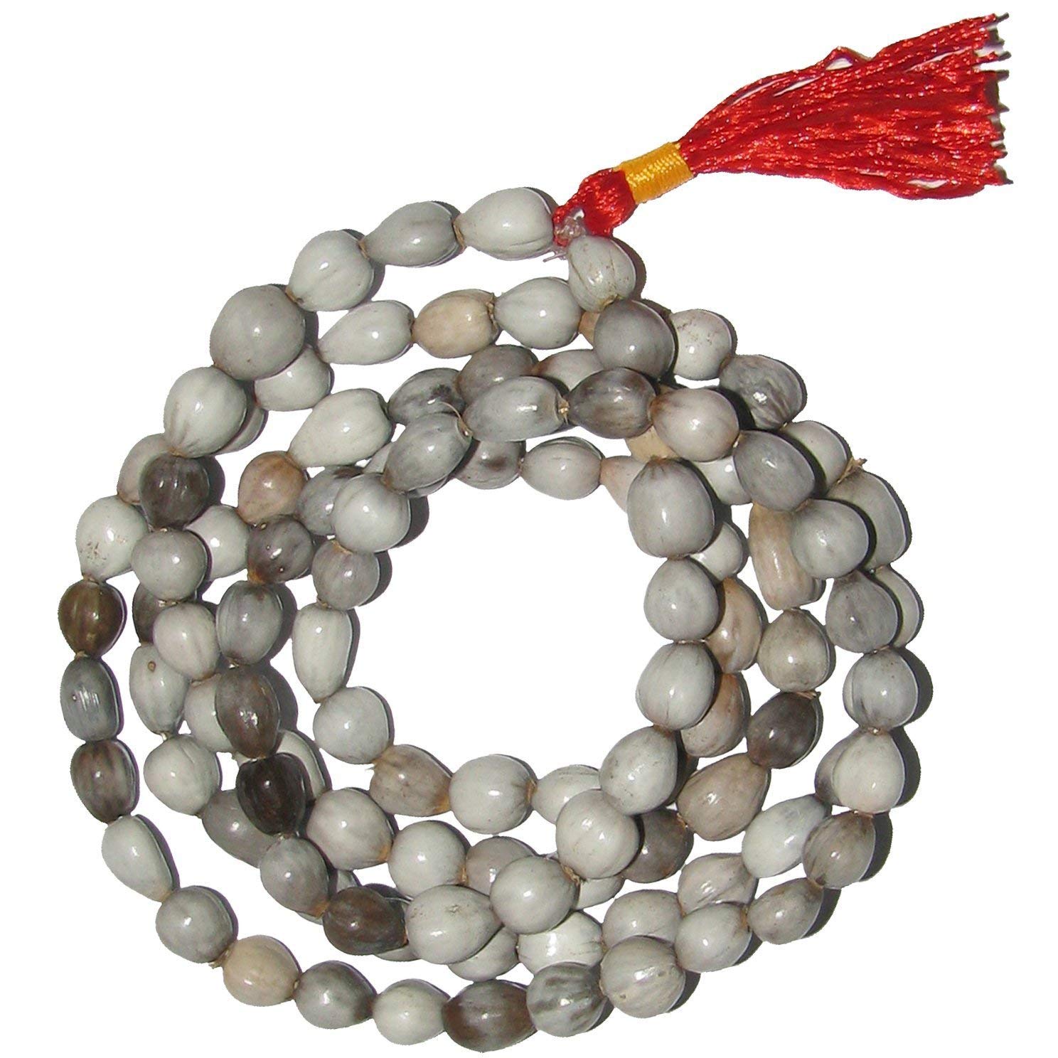 SHIVALOKAVaijayanti Mala Original 108 Beads | Natural Grey Vaijayanti Seeds | Japa Mala | Knotted in Silk Dori | For Men and Women Regular Wear and Japa (Chanting Mantras)