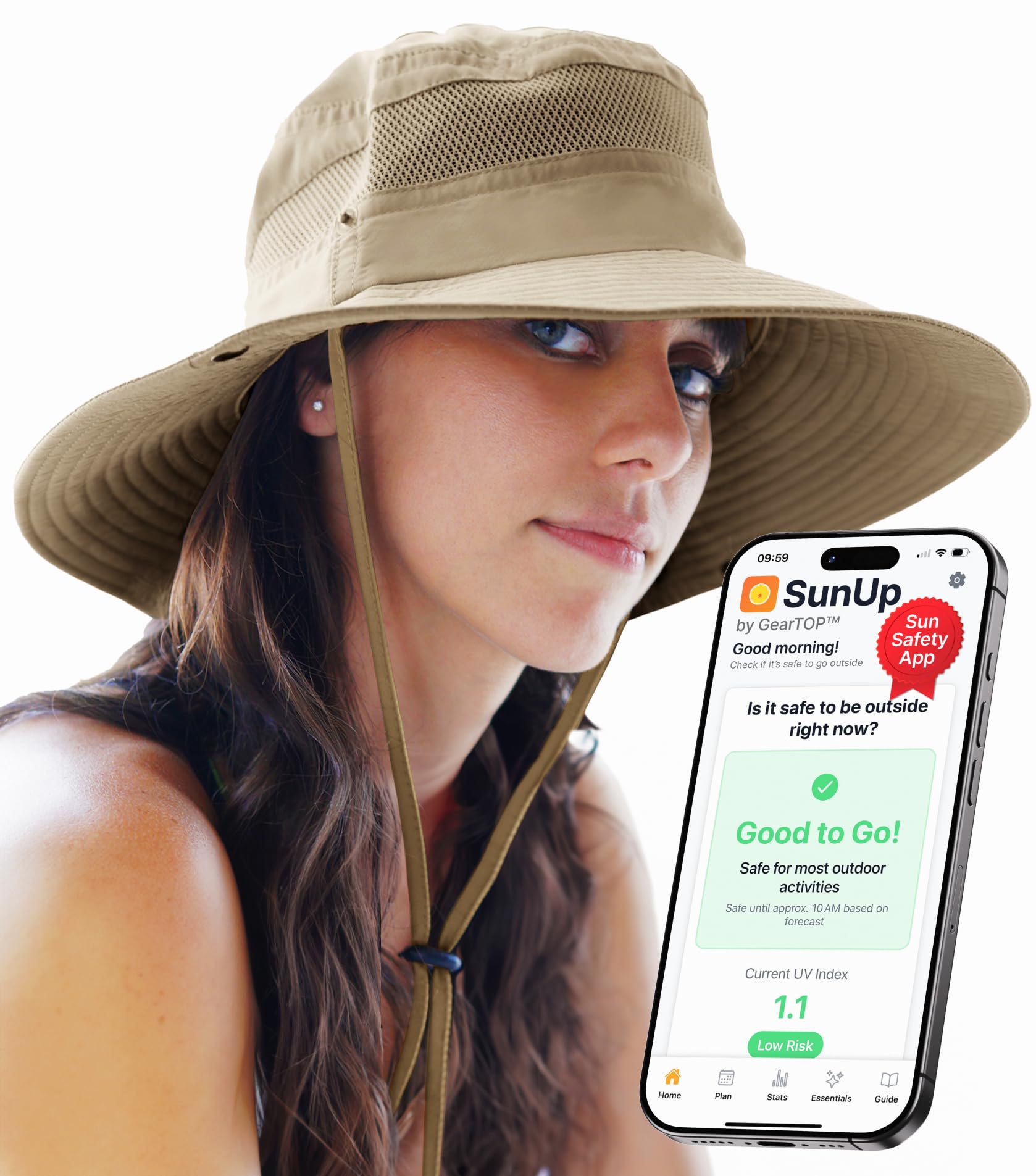 GearTOP Safari Hat for Men Sun Hats for Women UV Protection UPF 50+ Fishing, Gardening, Hiking Hat (22-23 1/2")