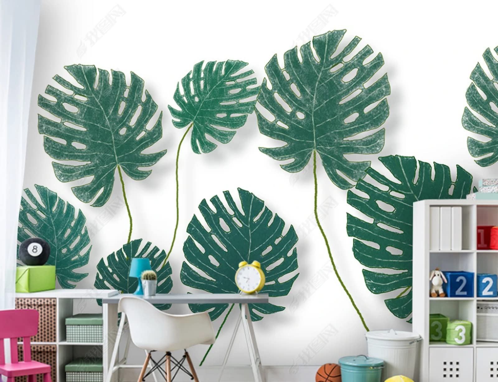Fototapeta 3D tropikalna roślina monstera mural ścienny włóknina mural salon sypialnia tapeta 300 (szer.) x 210 (wys.) cm
