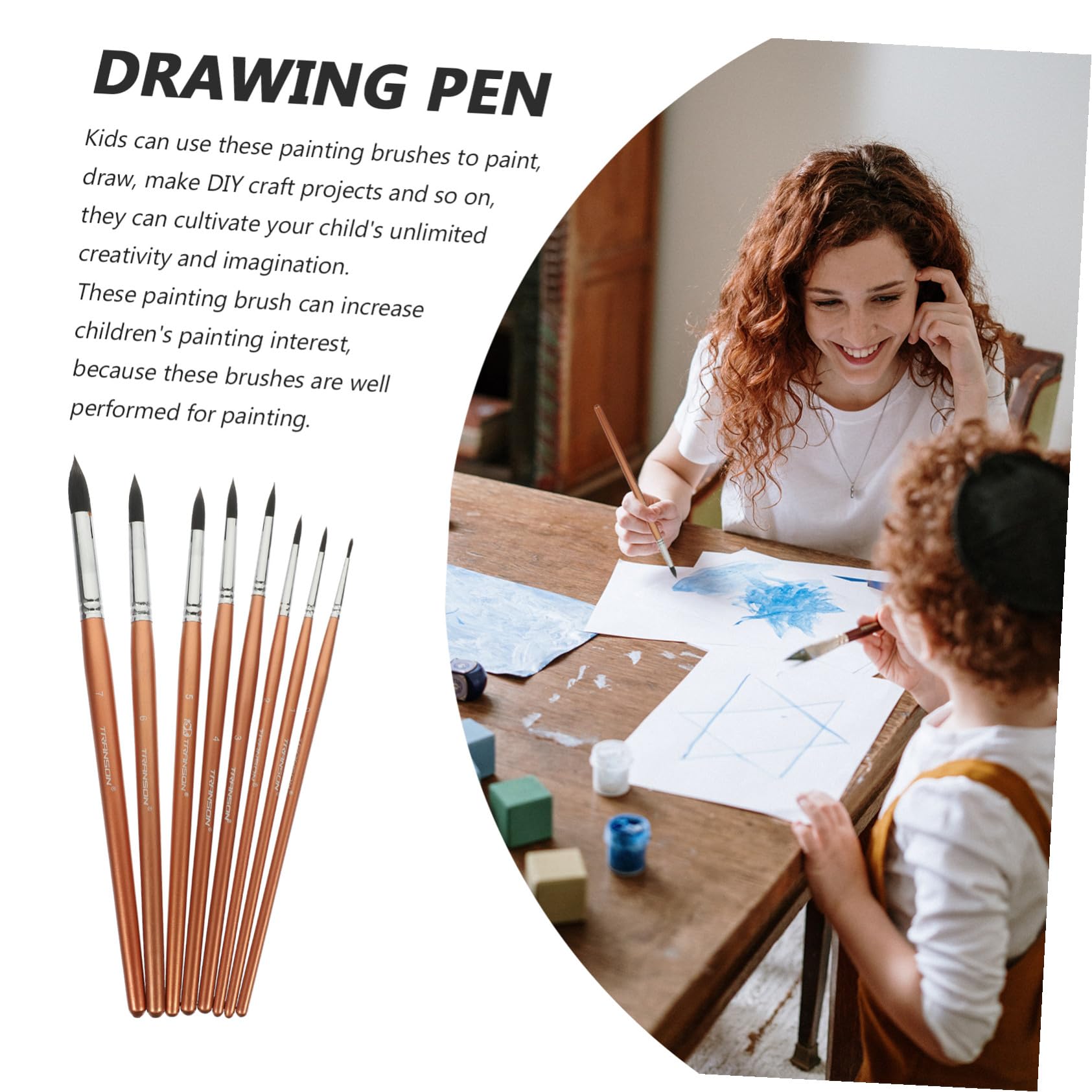 8 Piezas Pinceles Ergonómicos para Pintura Artística Mezcla de Pelo Animal para Acuarela y Óleo Cómodos y Duraderos para Uso Doméstico y Práctica Creativa