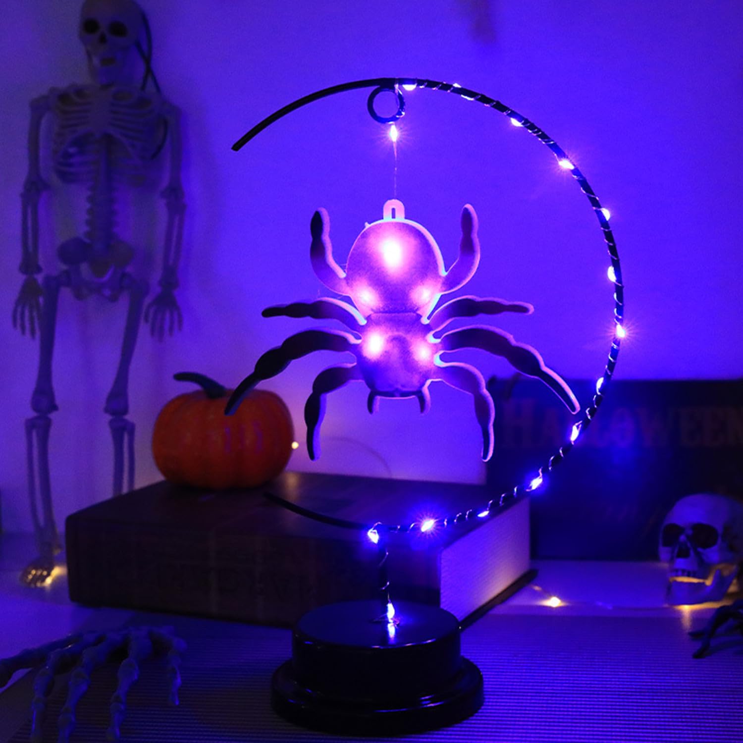 HFHungkeong LED Decorative Enchanted Halloween Night Light,Battery Powered Table Lamp Lunar Crescent Lamps Bedside Night Lights Gifts Suitable for Halloween Cosplay Party