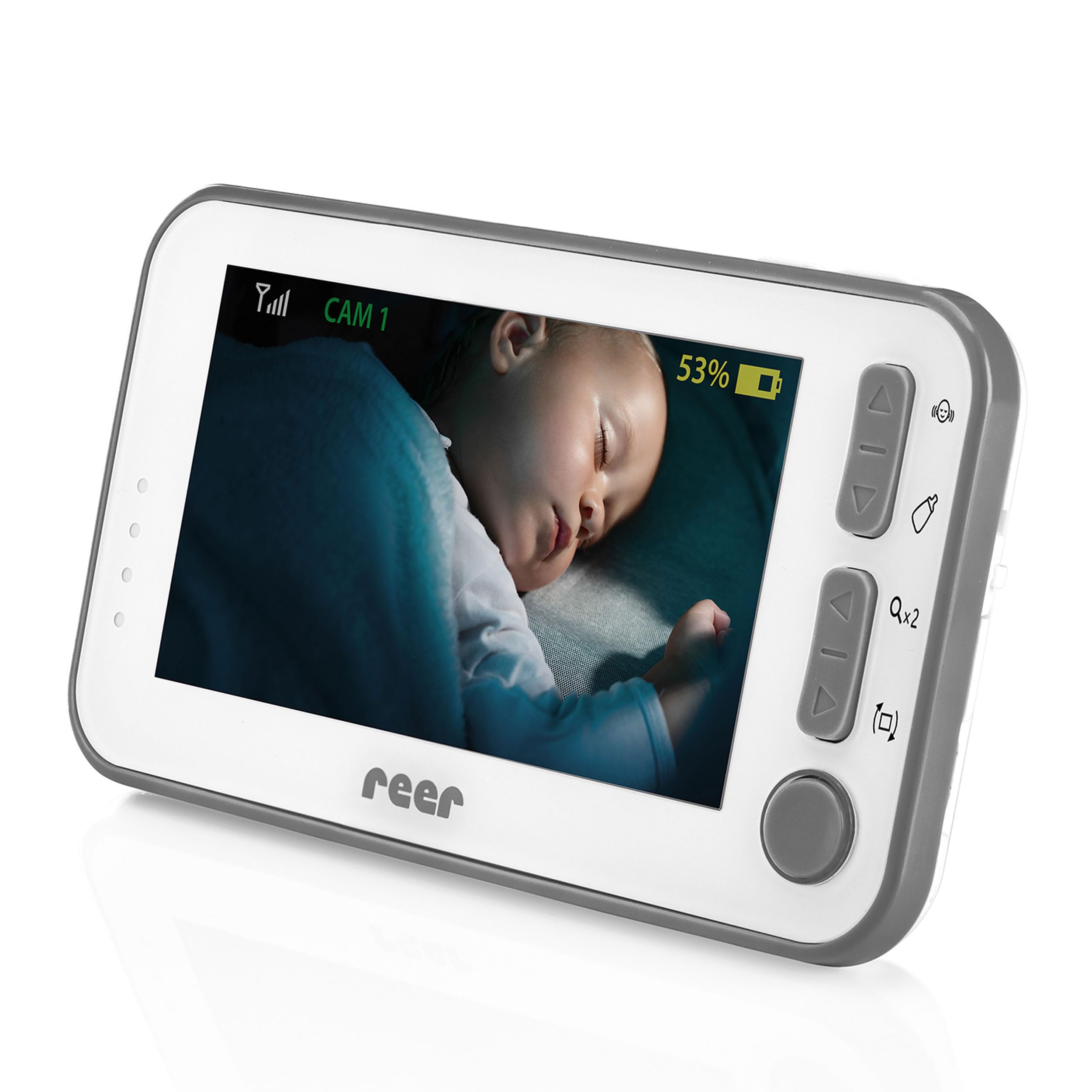 Reer Babycam L Babyphone Vidéo avec Écran Ecoute-Bébé TFT, Blanc, 4.3 Pouces, 1 Unité