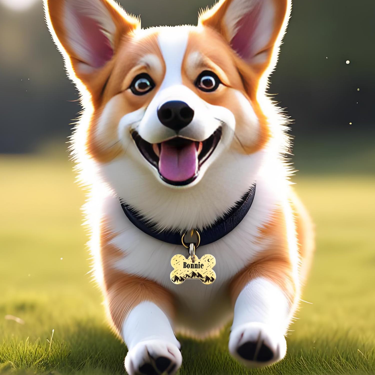 Personalized Pet ID Tags, Customizable Hexagon, Bone and Round Shapes, Multiple Designs with Mountain, Floral, and Night Sky Patterns, Stainless Steel Dog and Cat Tags (Bone) - Image 2