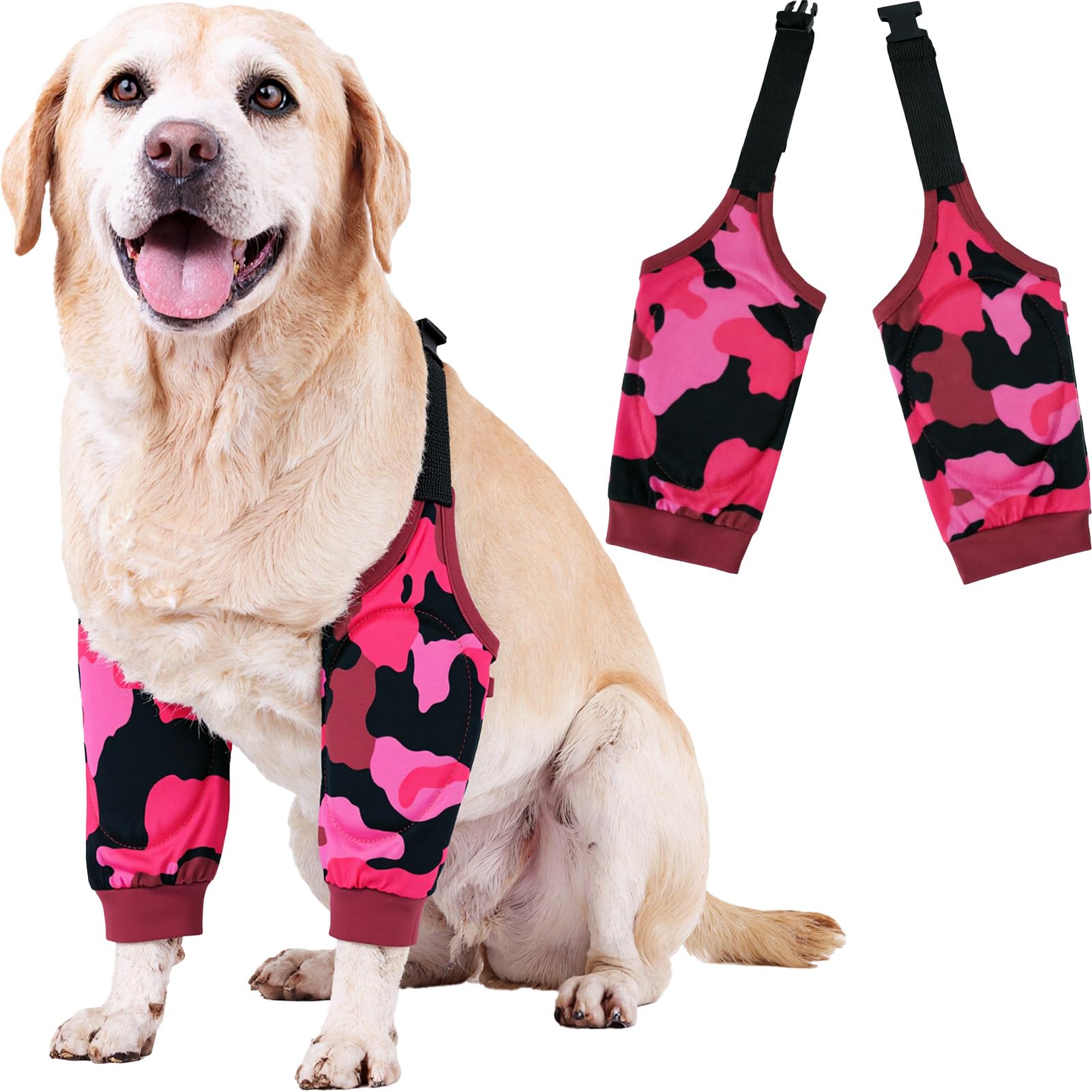 Dog Elbow Wraps Knee Protector Pads Callus Cuff Protector Adjustable Dog Elbow Hygroma Sleeve XXXL, Pink Camo