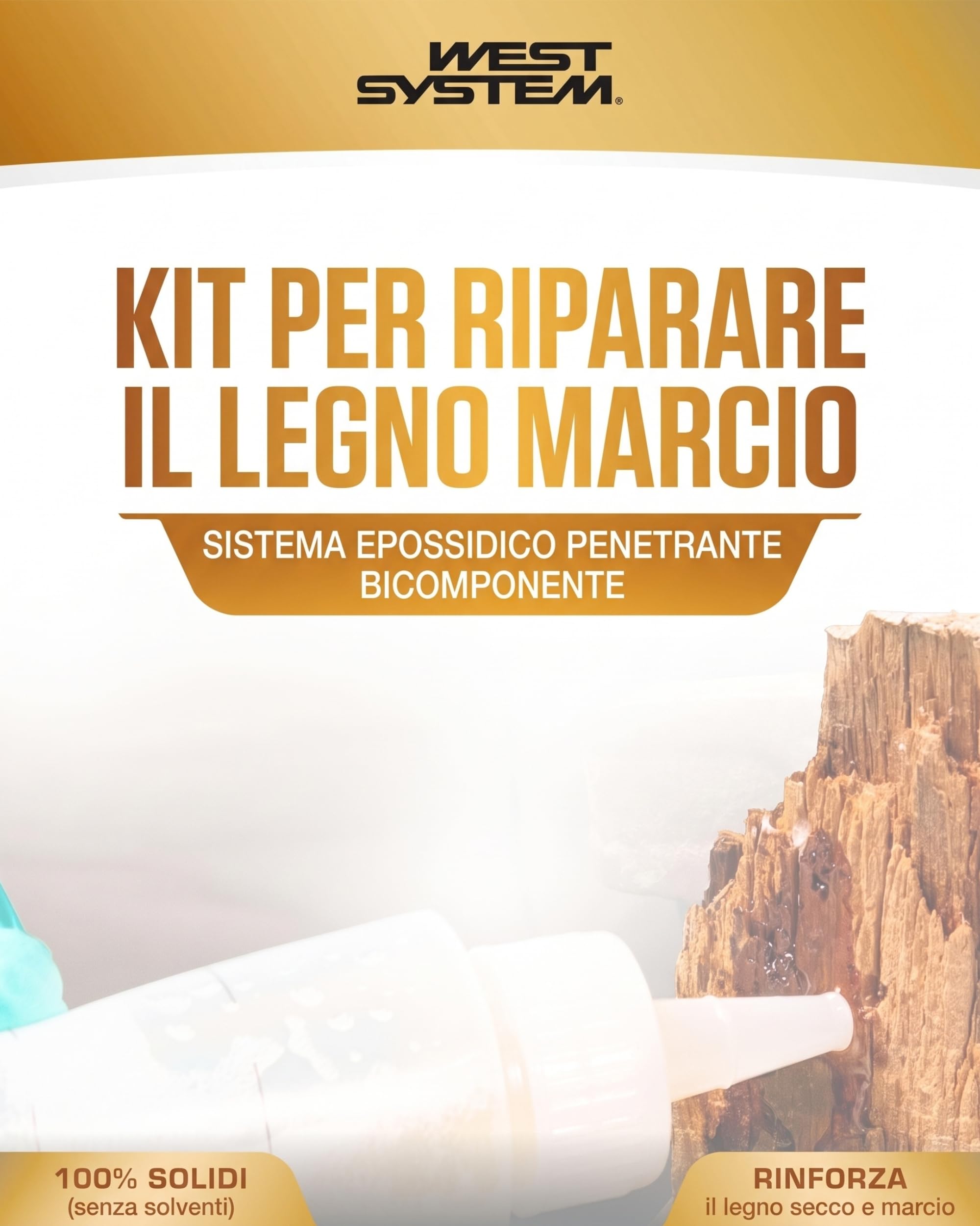 WEST SYSTEM Kit Riparazione Legno Marcio - Stucco per Legno, Misura Media