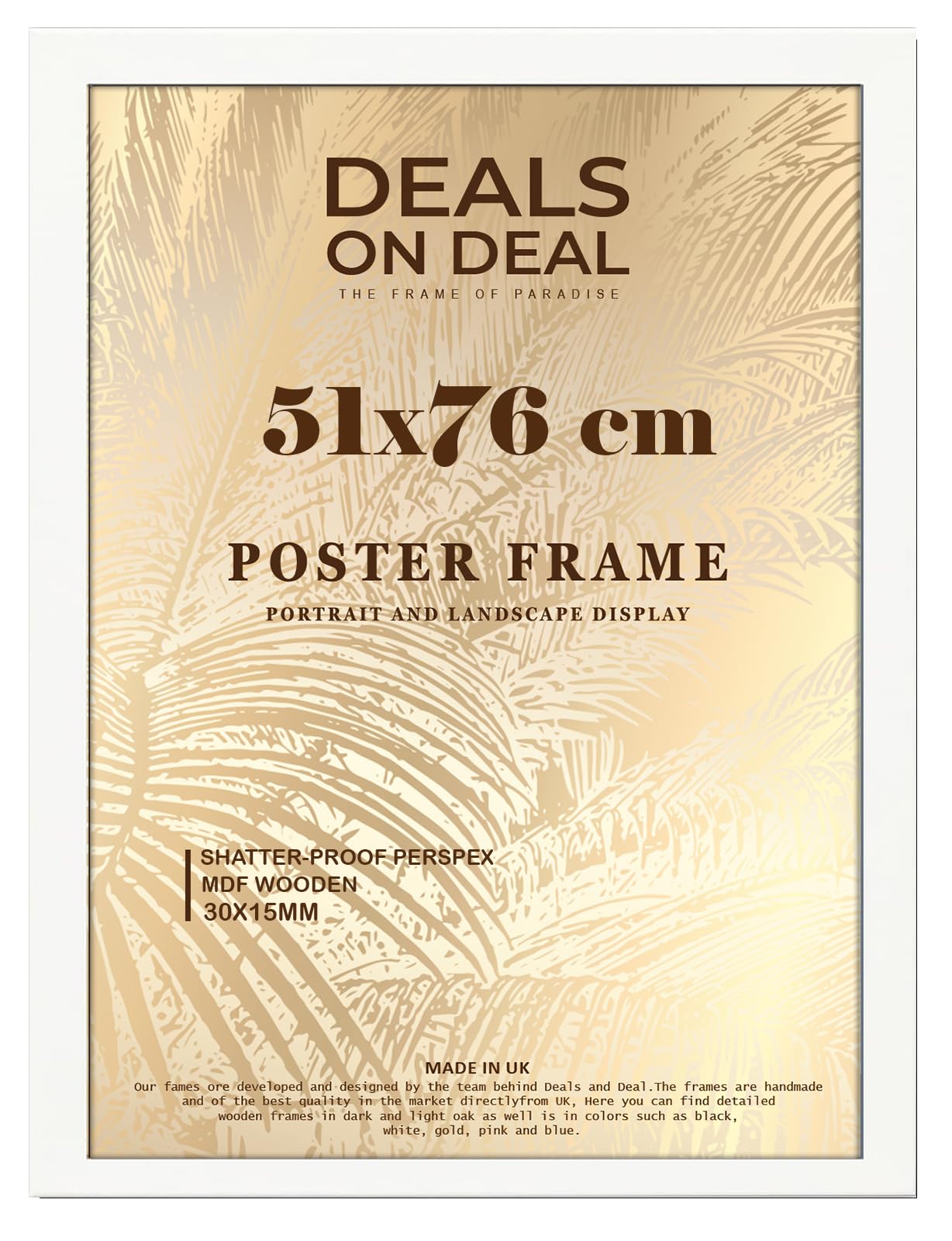 DEALS ON DEAL® Poster Frame 51x76 cm Photo Picture Frame Jigsaw Puzzle | Mdf Wooden 51 x 76 cm | Large 510 x 760 mm | for Home Office Livingroom-White