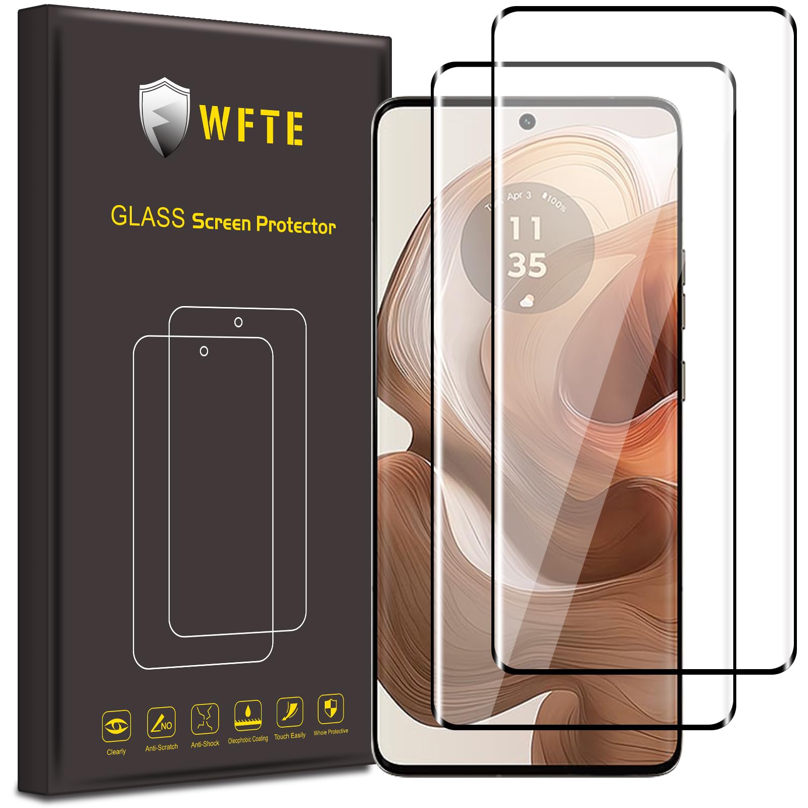 FDHYFGDY [2 2 pezzi Pellicola Vetro Temperato per Motorola Edge 50 Pro / 50 Ultra,2 pezzi 3D Pellicola Vetro Temperato 2 pezzi di protezione per fotocamera,HD Vetro protettivo con durezza 9H
