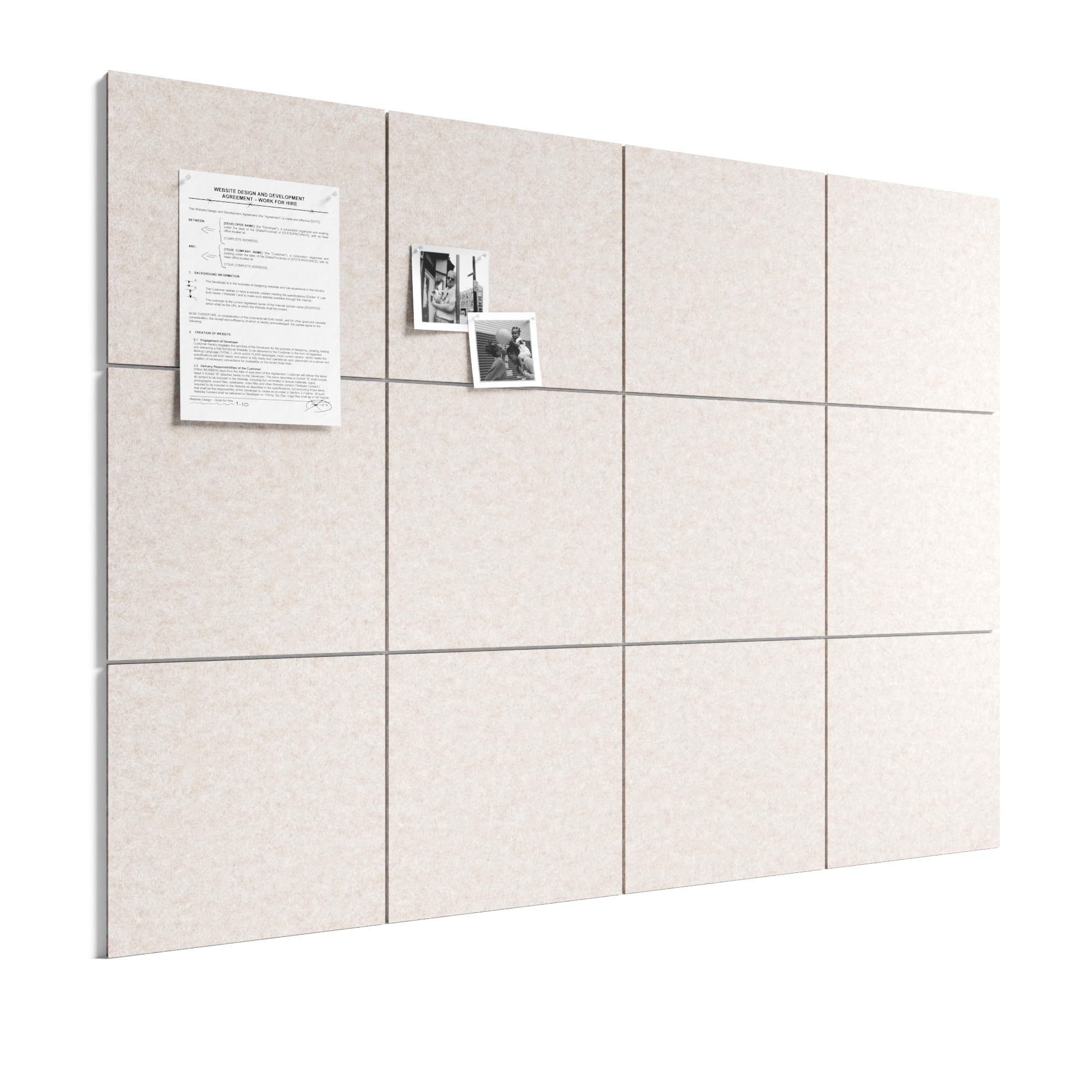 Photo 1 of Bumusty Large Cork Board 48" x 36" Alternative - 12 Pack Felt Wall Tiles with 70 Safe Removable Adhesive Tabs, 30 Pushpins, Cork Boards for Walls Pin Board Bulletin Board Office Decor (Oatmeal)