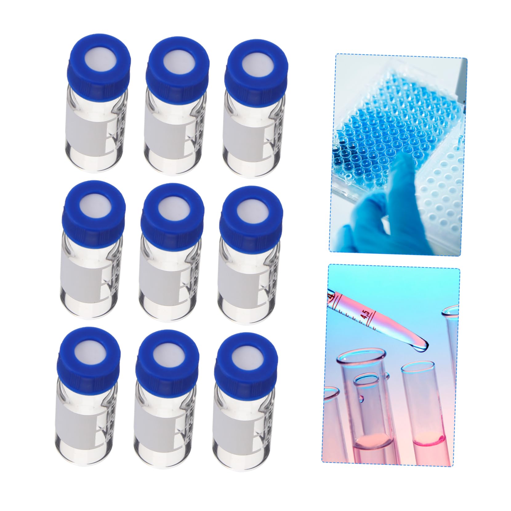Cabilock 3 Sätze Headspace -probenflasche Klare Flüssigkeitsprobeflasche Probenfläschchen Schraubenkappen Glasflasche Laborflasche Glasfläschchen Flasche Hydrolytisches Glas 100 Stück * 3