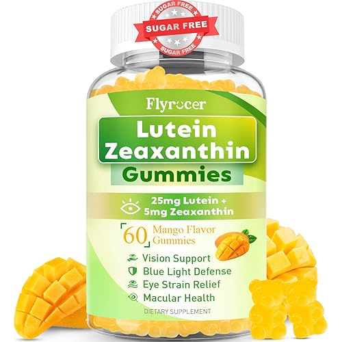 Sugar Free Lutein Gummies 25mg, Lutein and Zeaxanthin Supplements for Eye Health, 13-in-1 Eye Care Formula with Omega-3 Bilberry Saffron & Vitamins-Vision Health, Eye Strain, Dry Eyes, Vegan 60 Count