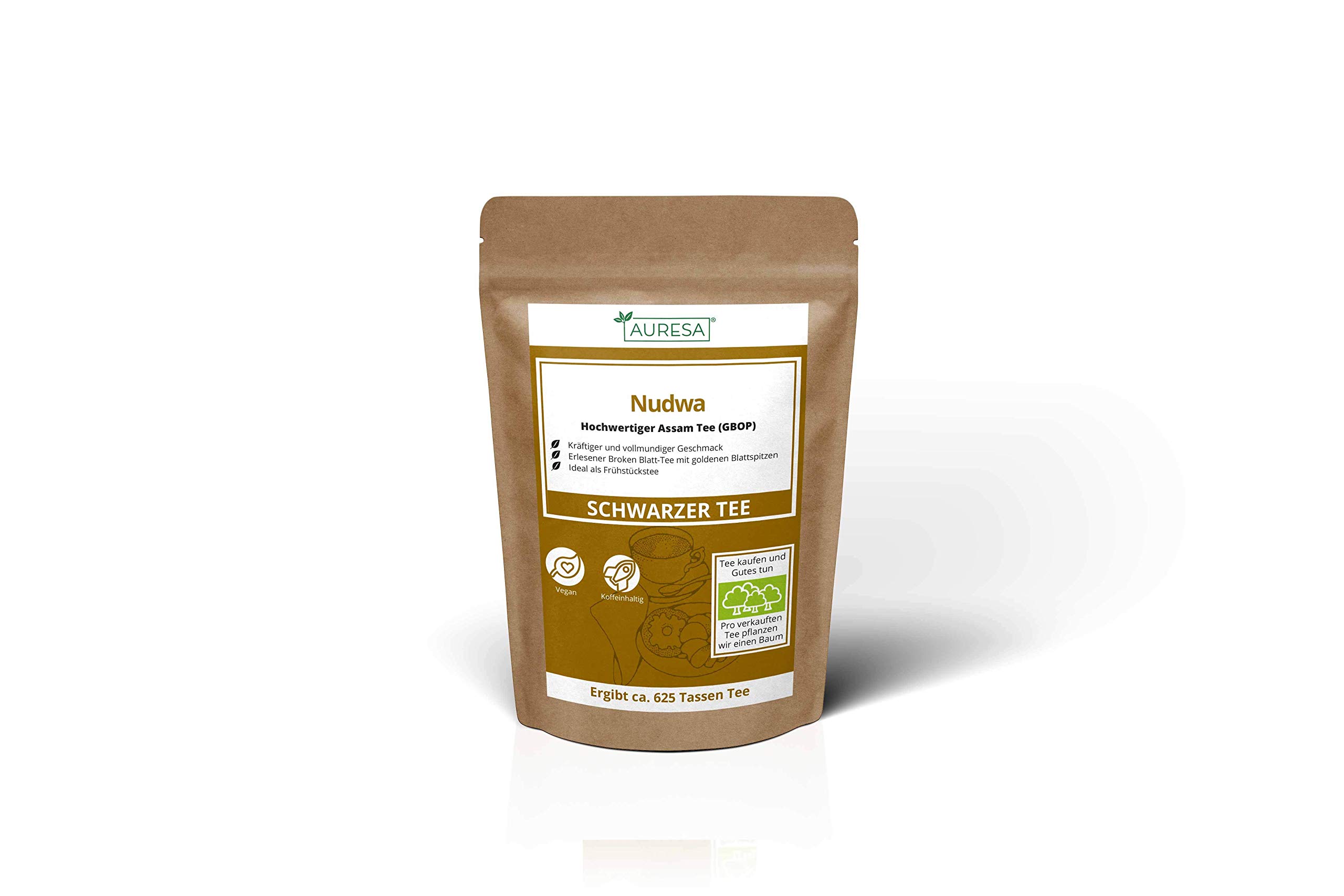 AURESA Schwarztee Nudwa | Assam Tee mit kräftigem Aroma | Äußerst vollmundig und dennoch angenehm im Geschmack