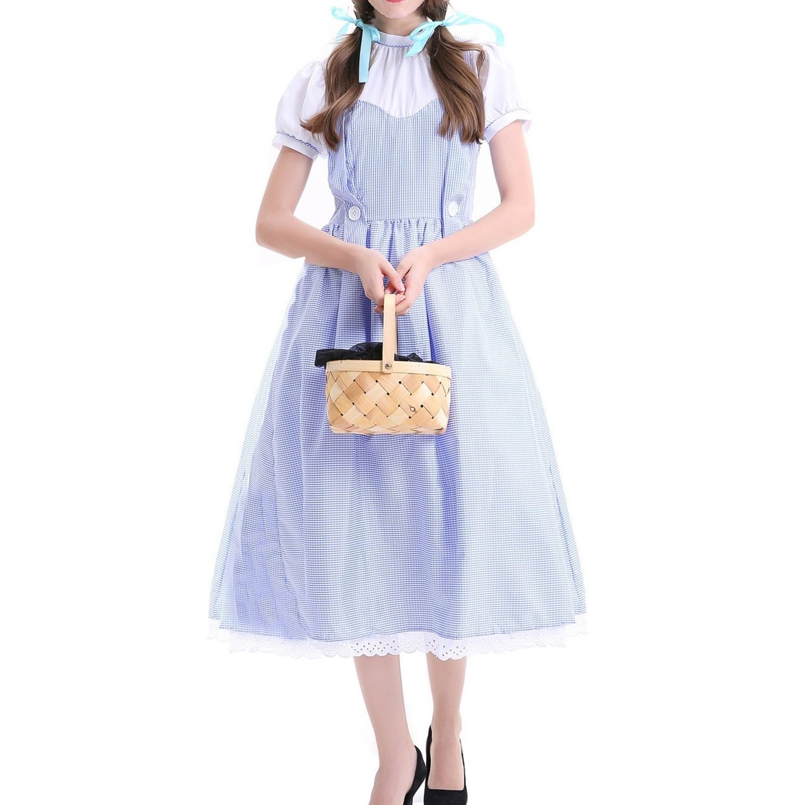 Dirndl Lang Damen Kurzarm Streifen Dirndl Kleid Mit Spitzen Und Haarreif Oktoberfest Dirndlkleid Lässiges Trachtenkleid Bequem Trachtenrock Festliches Kleider Für Oktoberfest Karneval Cosplay