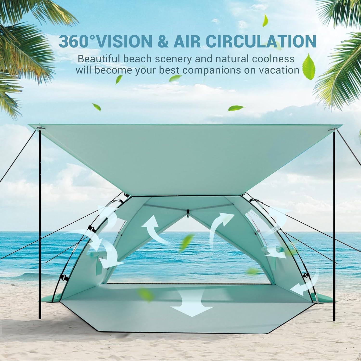 Elegear Tenda da Spiaggia Completamente Chiusa per 4-7 Persone con Protezione Solare UPF 50+