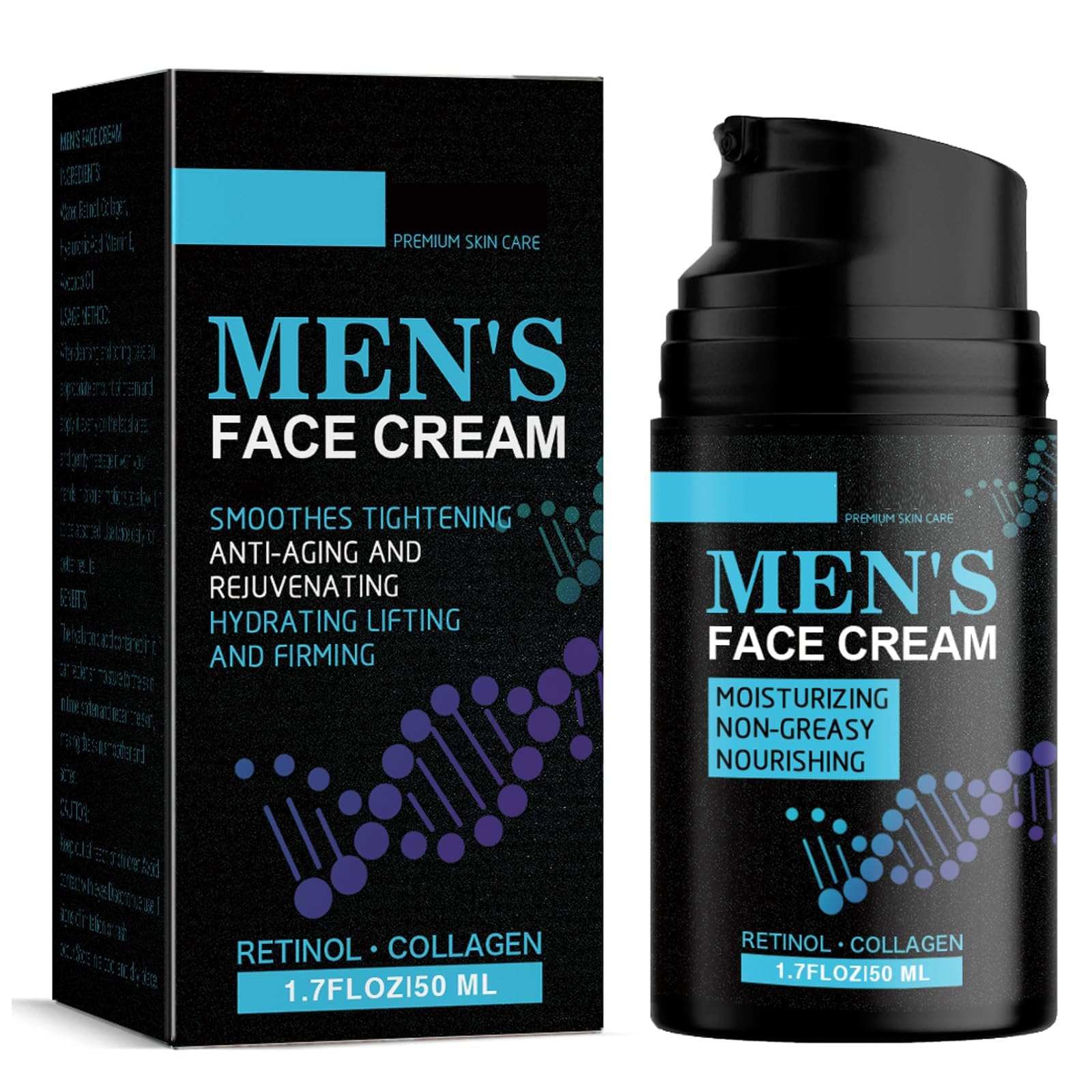 KASTWAVE Mens Face Cream, Moisturizer Face Cream, Anti Aging Wrinkle Cream for Face Moisturizing, Firming Lifting Tightening Hydrating Smoothing Fine Lines Eye Bags Treatment & Face Lotion, 1.7 oz