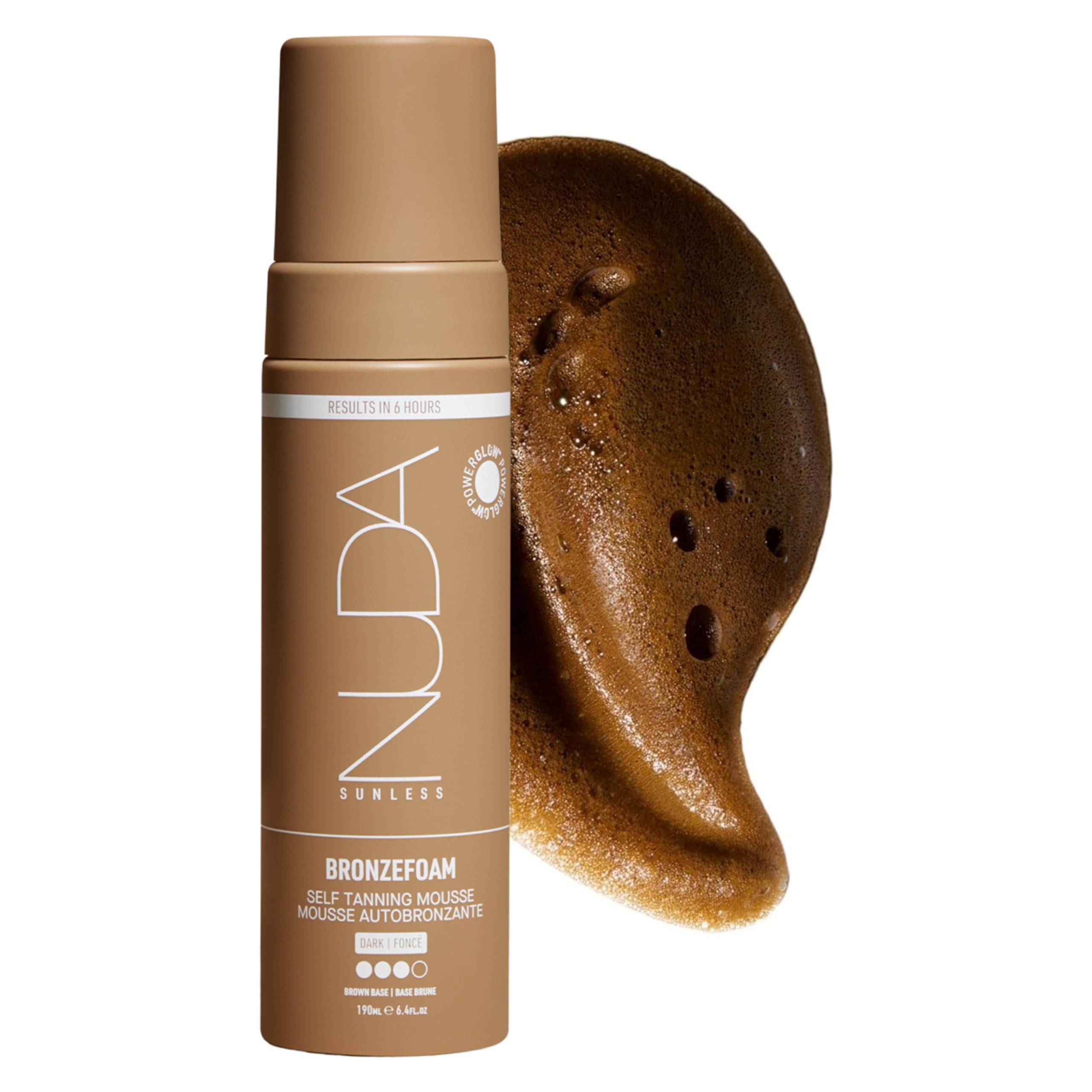 Nuda Bronzefoam Self Tanning Mousse, Lightweight, Fast Drying & Streak Free Self Tanner, Enriched with Coconut Oil, Cucumber & Mango Extracts, Hydrating Formula, Mango Fragrance, Vegan, Dark, 190 ml