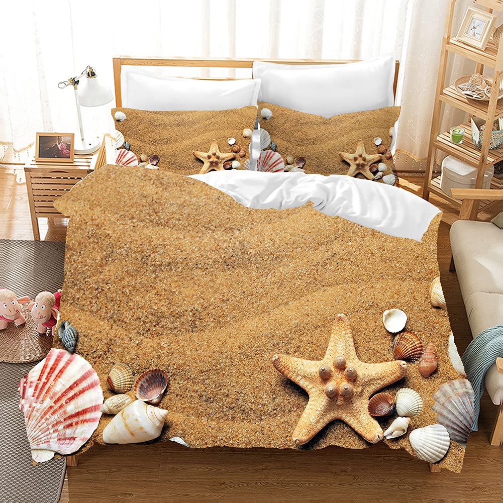 Set di biancheria da letto per letto king size, motivo conchiglie