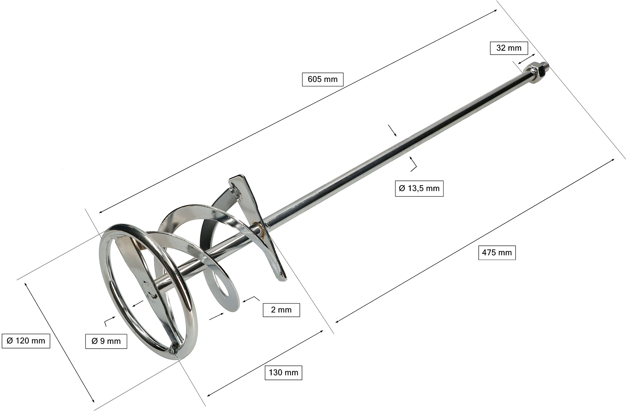 KOTARBAU® Mélangeur de mortier en spirale 120 mm Filetage M14