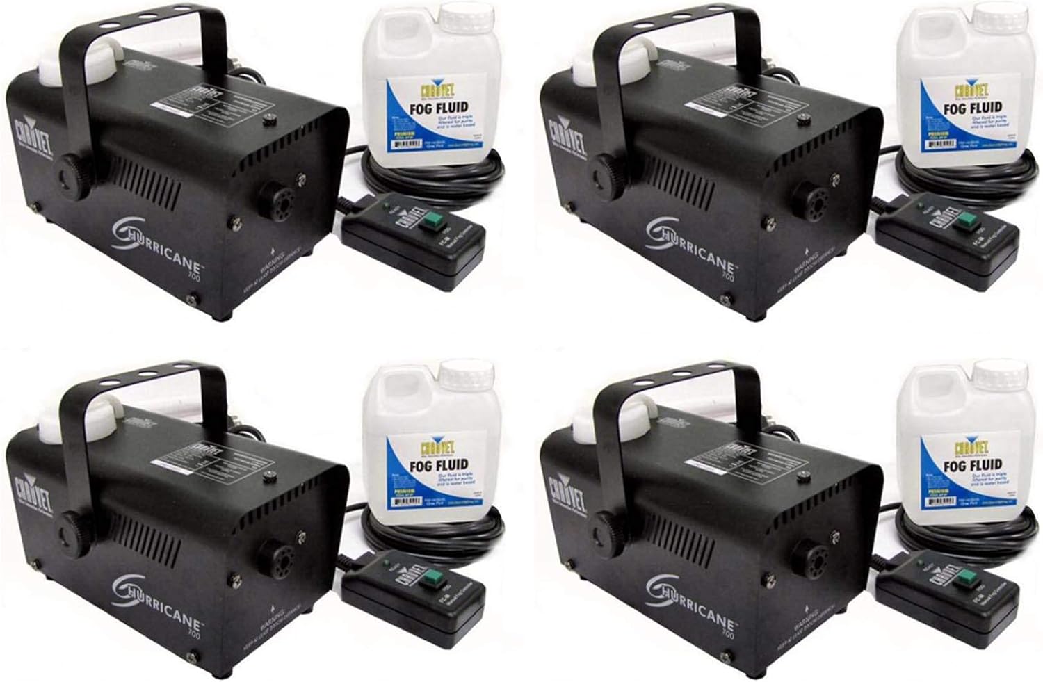 Chauvet DJ Fog Smoke Machine with Fog Fluid and Wired Remote (Black, 4-Pack)