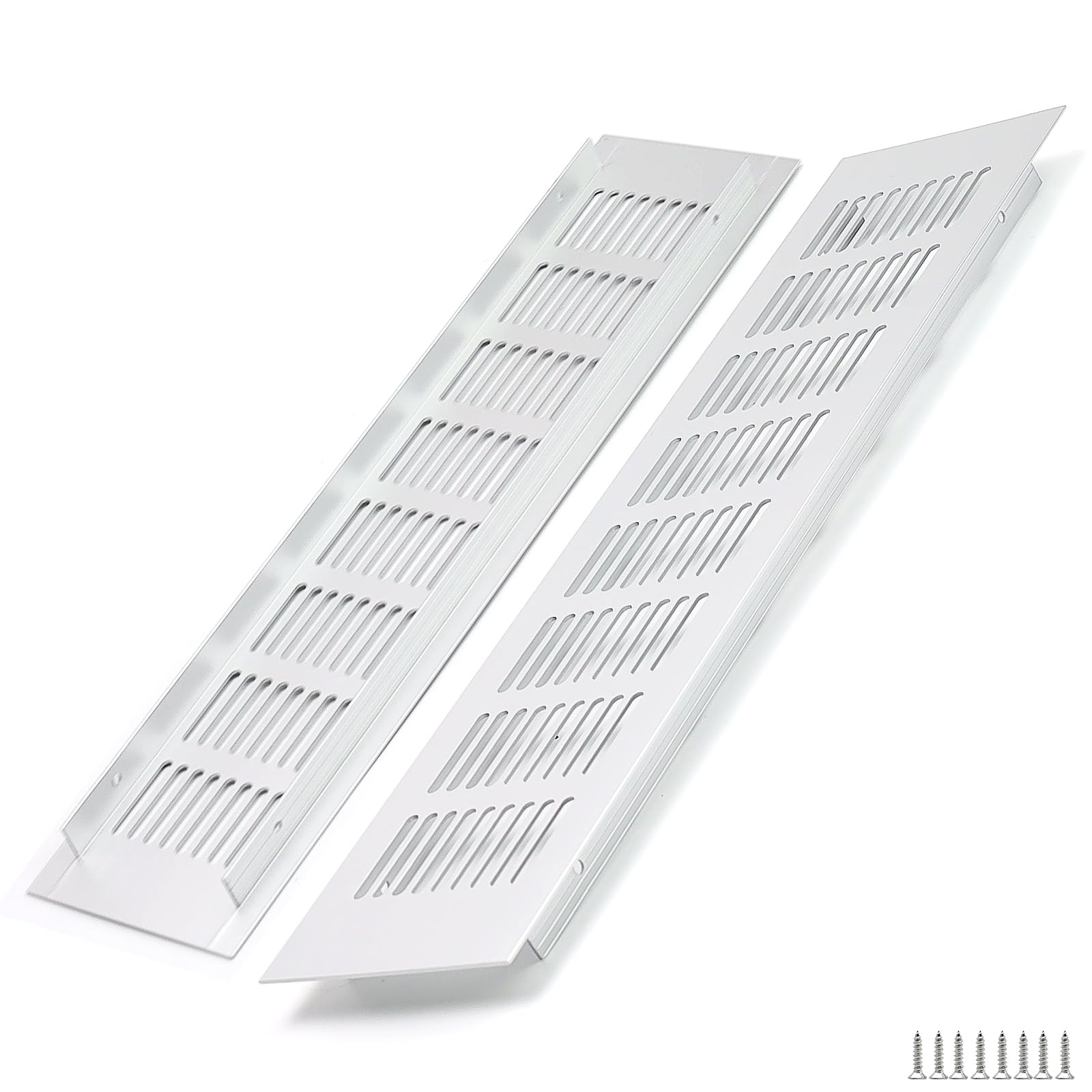 WJUAN Aluminium Ventilation Grille 350 x 80 mm Silver Square Ventilation Grille for Cupboards, Bedrooms and Doors