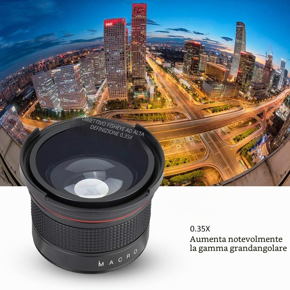 Obiettivo Fisheye super grandangolare da 58 mm 0,35 X con borsa per il trasporto per la maggior parte delle fotocamere reflex digitali