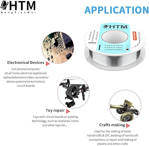 Miniatura 10 de Alambre de soldadura de baja temperatura con núcleo de colofonia 6337 de estaño para componentes electrónicos y reparación de bricolaje (0.031
